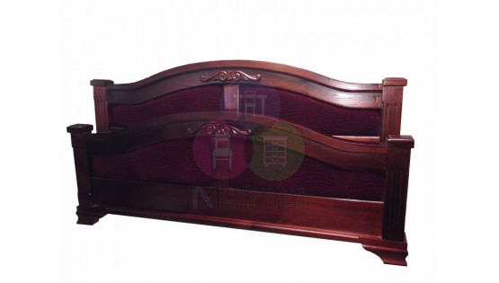 Кровать «Леонсия» с резьбой и тканью
