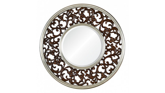 Зеркало Bergamo темный орех в серебряном обрамлении
