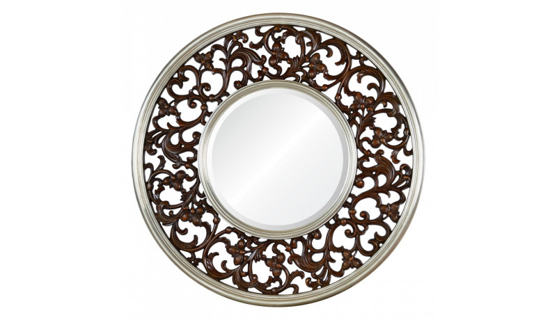 Зеркало Bergamo темный орех в серебряном обрамлении