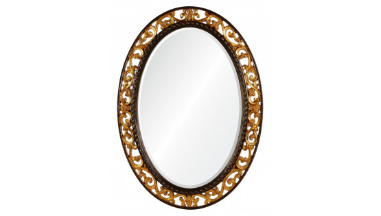 Зеркало Rosalie античное золото в коричневом обрамлении